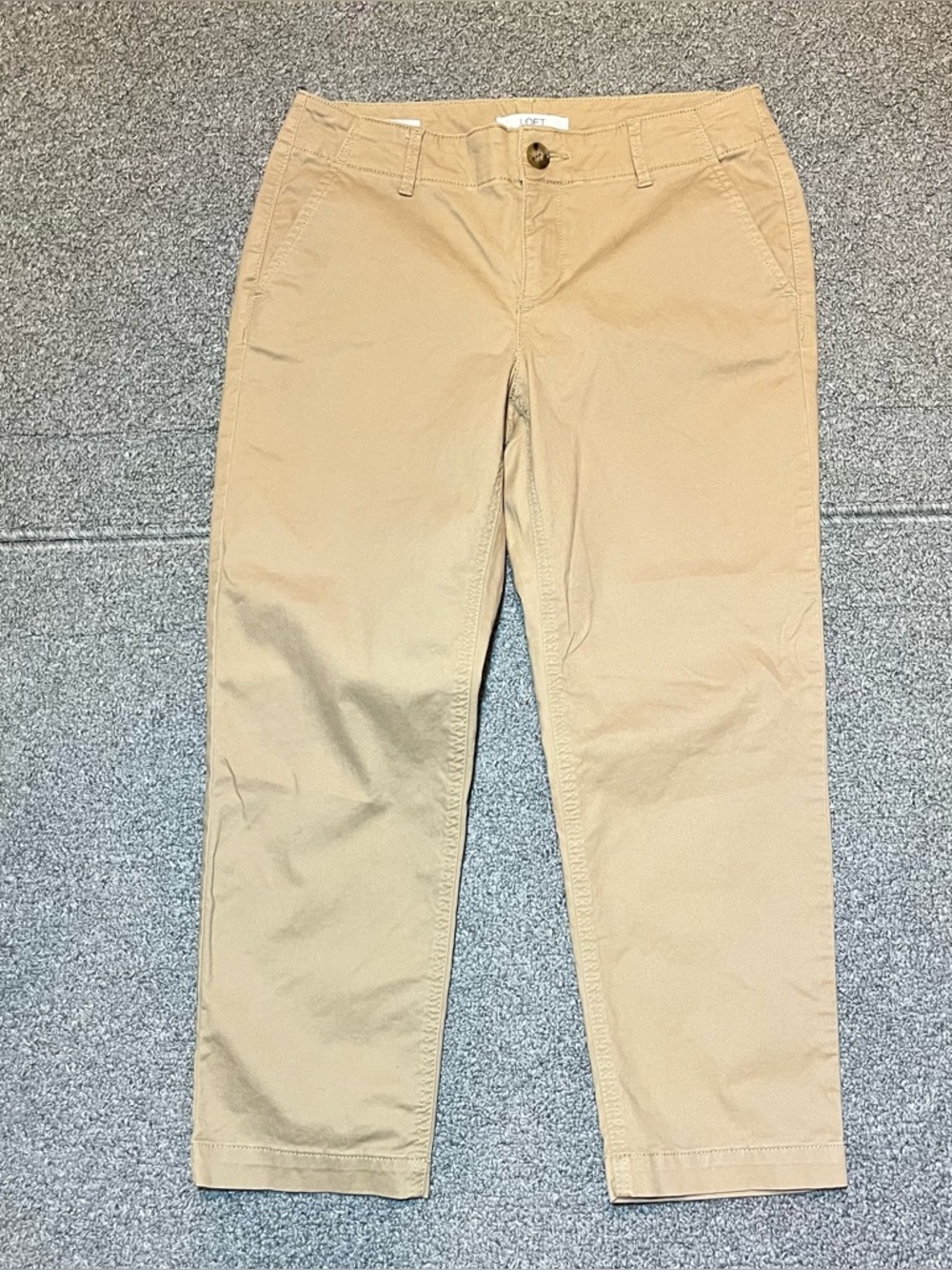 Loft The Slim Crop Pants Womens Size 4P Beige Stretch Beach Preppy